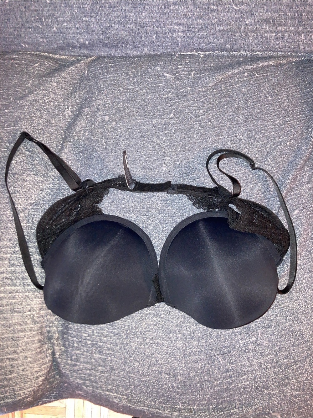 36D George Black Lace-Back Push-Up Bra